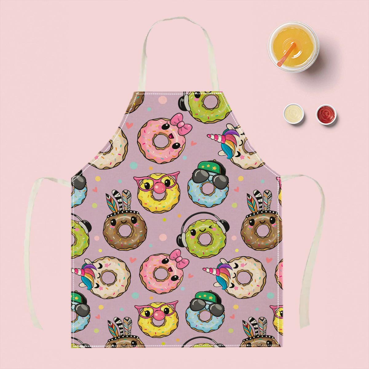 Kitchen Baking Gift Ideas - 1pc かわいい漫画ドーナツエプロン面白いキッチンベーキングクッキングシェフエプロン女性男性子供用ノベルティギフトアイデアホームレストラン