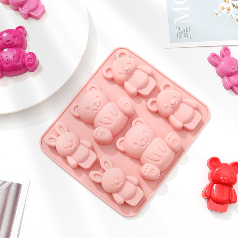 Baking Kitchen For Kids - シリコーン型かわいい漫画動物チョコレートケーキベーキングモールドキッチンベーキングツール子供用補助食品ツールクマ