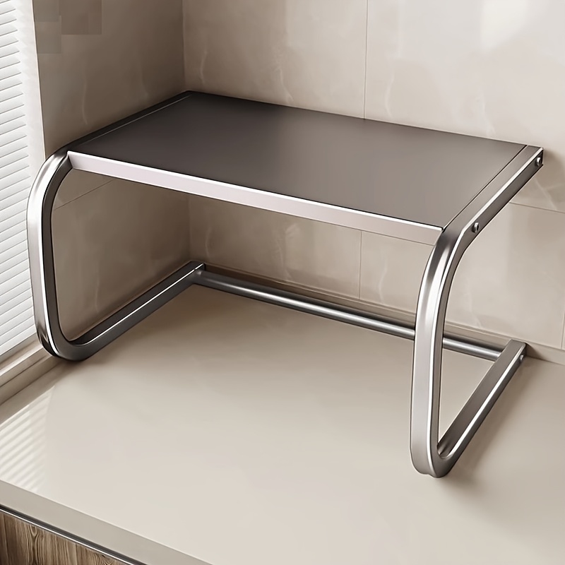 Kitchen Baking Rack - 広々とした2段式金属製電子レンジラック、オーブンやベーキング用のカウンタートップ収納棚、組み立て不要、頑丈なキッチンオーガナイザー