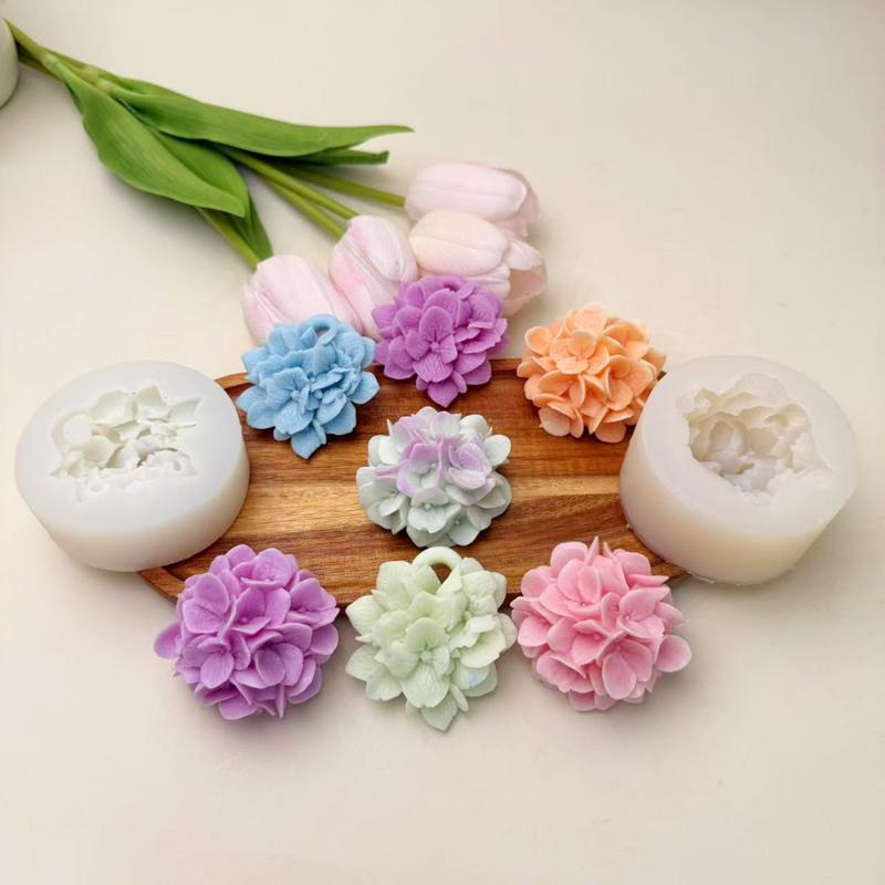 Kitchen Baking Decor - ● アジサイの花シリコンモールド DIY アロマセラピーキャンドル石膏樹脂粘土モールドキッチンベーキングケーキデコレーションフラワーモールド