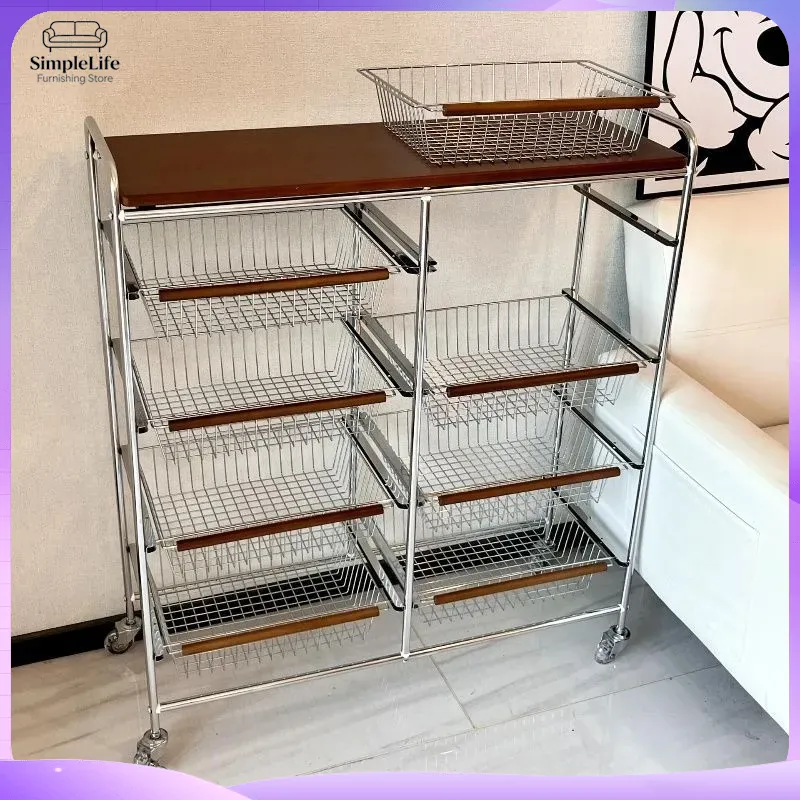 Kitchen Baking Trolley - レトロキッチンカート（ホイール付き）移動式収納トロリー、調理、ベーキング、スナック、調理器具、スパイス、オーガナイザー、家庭、オフィス、リビング用