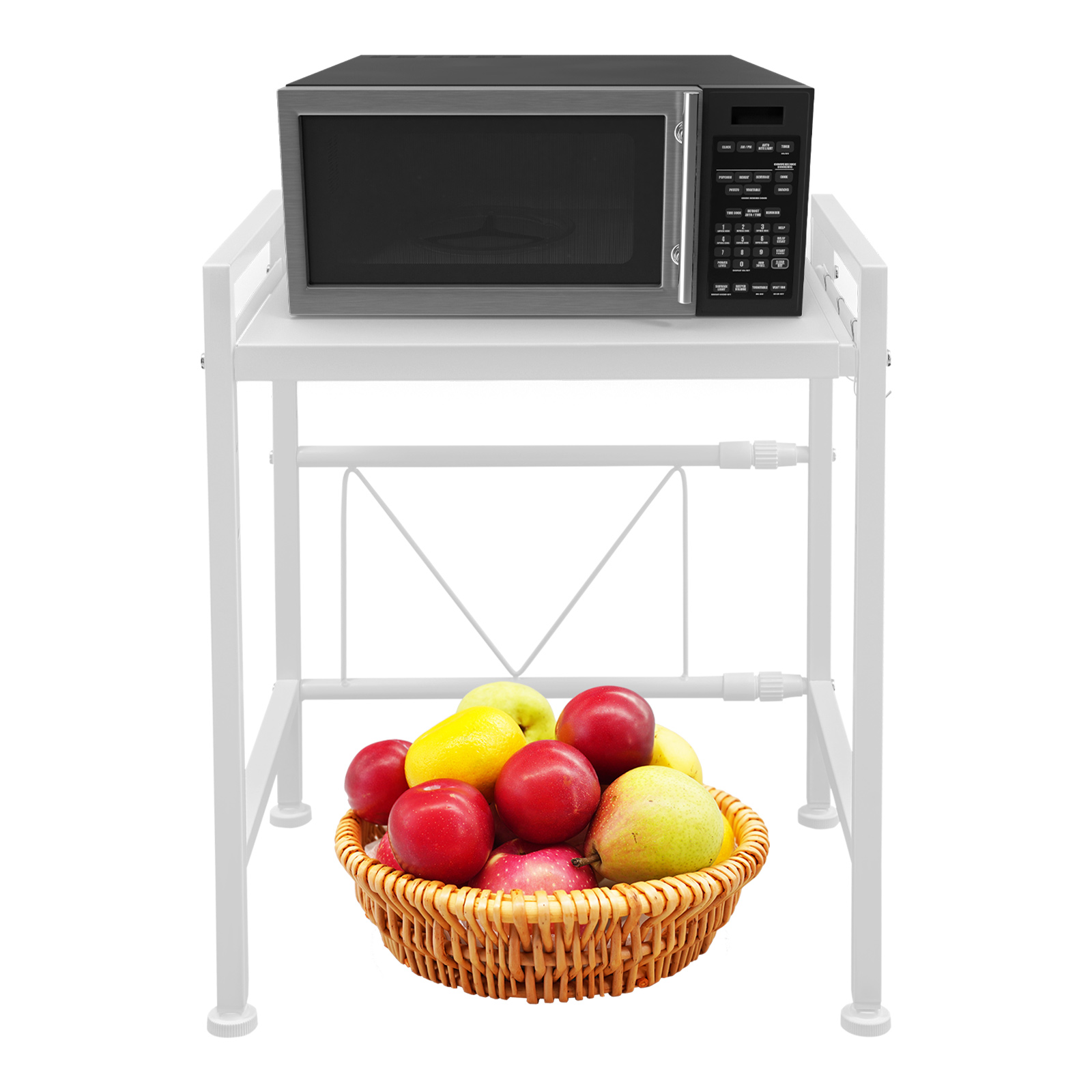 Kitchen Baking Rack - 拡張可能な電子レンジラック ホワイトカーボンスチール ベーキング塗装 H型フレーム 最大耐荷重33.07ポンド 伸縮長さ40-65cm