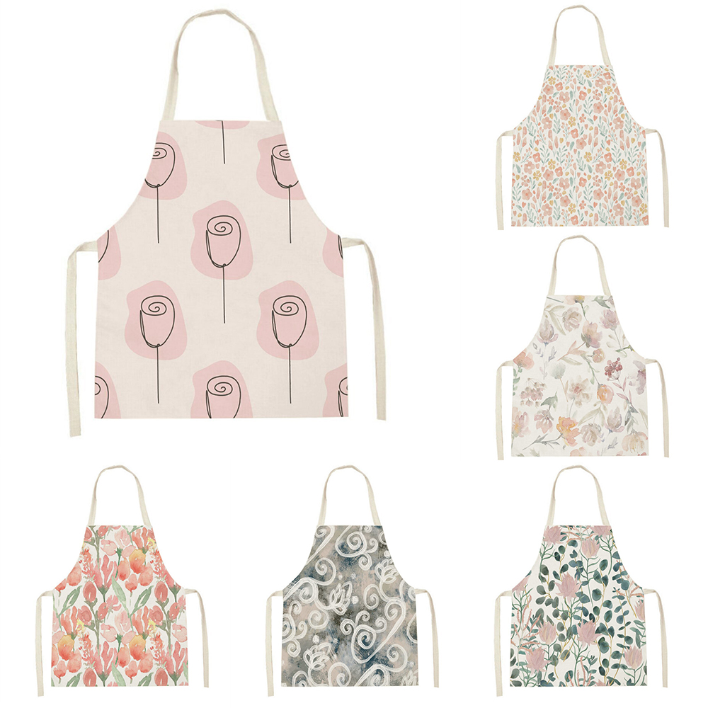 Baking Kitchen For Kids - ピンクチューリップキッチンエプロンクリーニング花植物エプロン家庭料理ベーキング男性女性ツールミニマリズム子供よだれかけカスタム izeapron