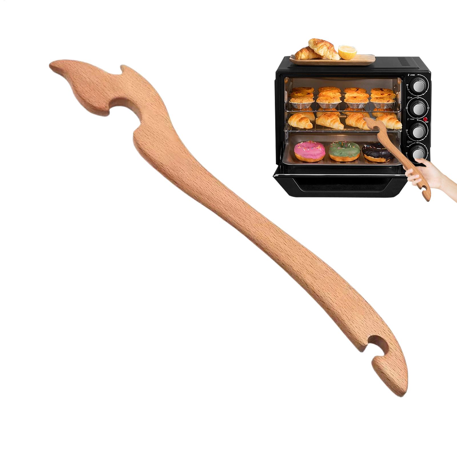 Kitchen Baking Rack - 木製ロングハンドルオーブンラックプーラーツール、エアフライヤー用プッシャースティック、キッチンベーキングラックグラバー、グリル格子プッシュプルリフターツール