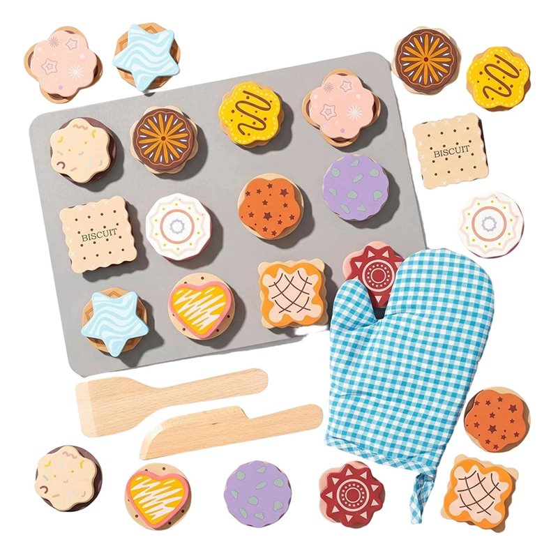 Baking Kitchen For Kids - WOWFU-木製クッキーごっこ遊びセット 子供用 キッチンごっこ遊び キッチンフードアクセサリー ベーキングセット 3歳