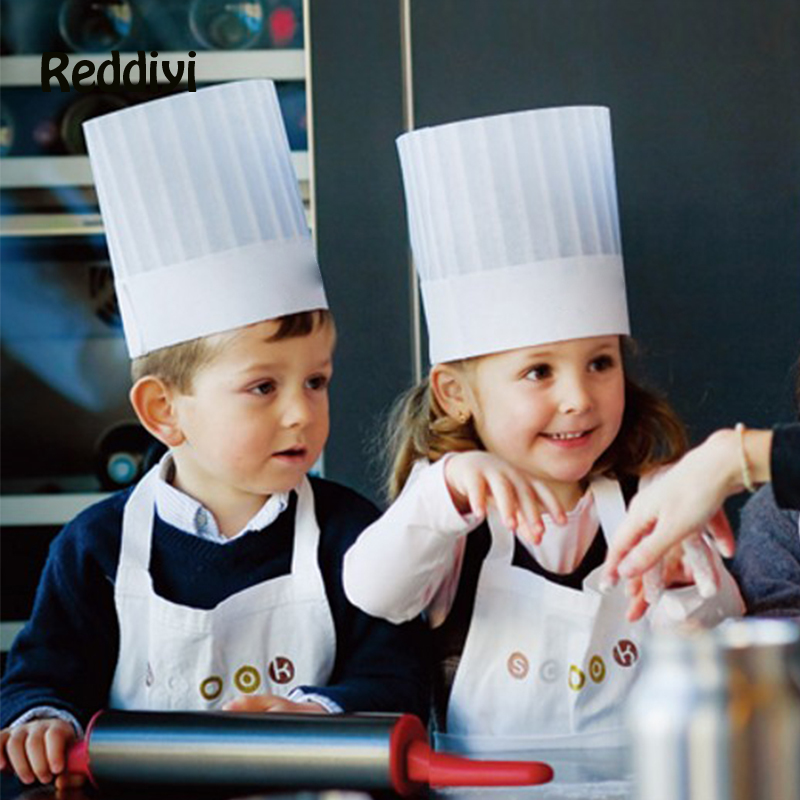 Baking Kitchen For Kids - 子供用キッチンハット,幼稚園用パンハット,使い捨て,不織布,女の子と男の子用,10個