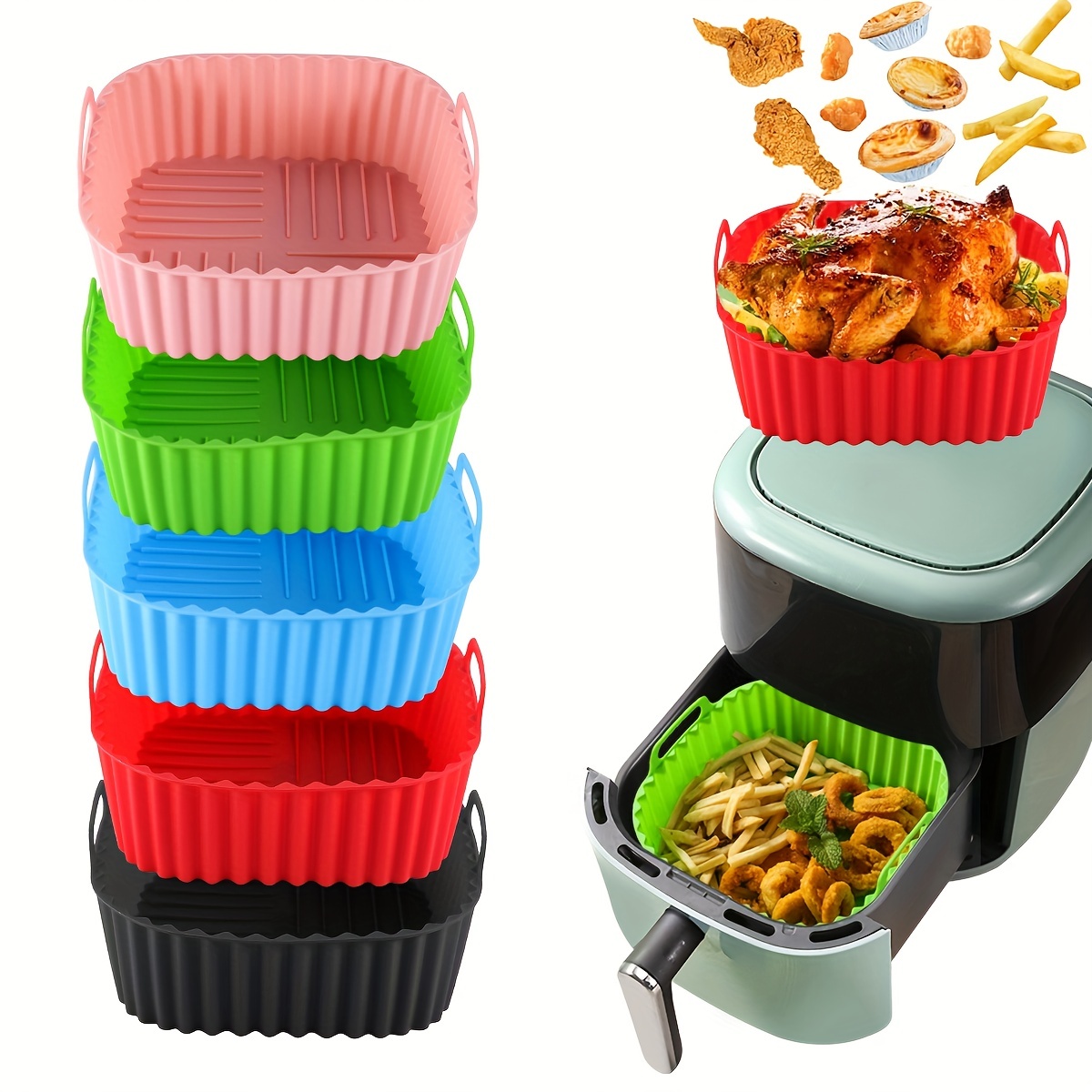Kitchen Baking Oven - シリコンエアフライヤーライナー、再利用可能で、食器洗い機のクリーニング、オーブン、ベーキングツール、キッチンガジェット、1平方に使用できます