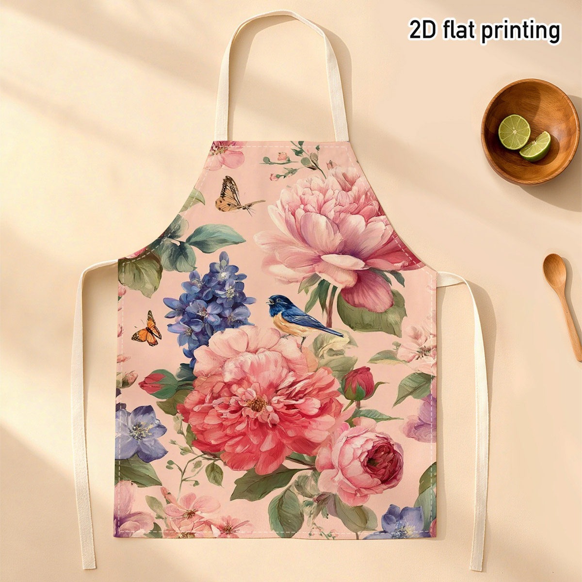 Kitchen Baking Gift Ideas - 1pc 美しい花柄の鳥エプロンガーデンキッチンクッキングベーキングリネンエプロン女性用ママギフトベーキング愛好家面白いギフトアイデア