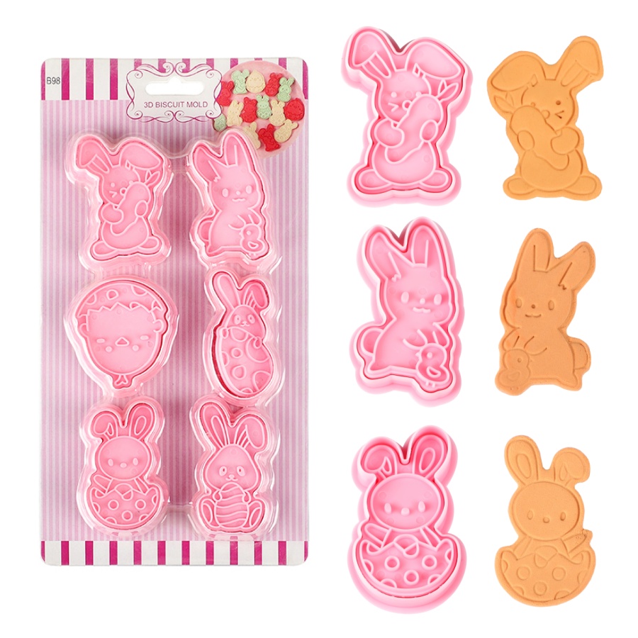 Kitchen Baking Decor - 6 ピース/セットイースターバニークッキーカッターキッチンフォンダン金型漫画ウサギの卵イースターパーティーベーキングデコレーションペストリーアクセサリー