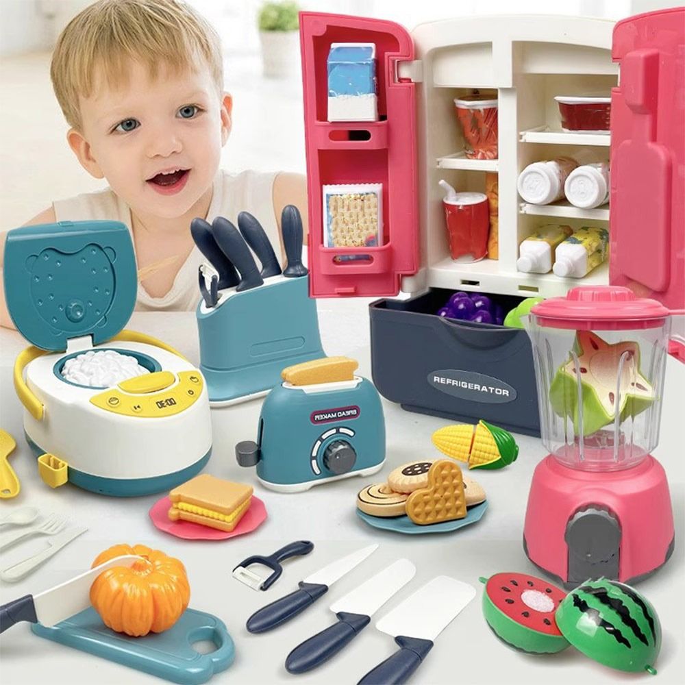 Baking Kitchen For Kids - 面白い多色クッキングプレイセットプラスチック製電子レンジベーキングプレイセットガスストーブシミュレーションデザインままごとキッチンギフト