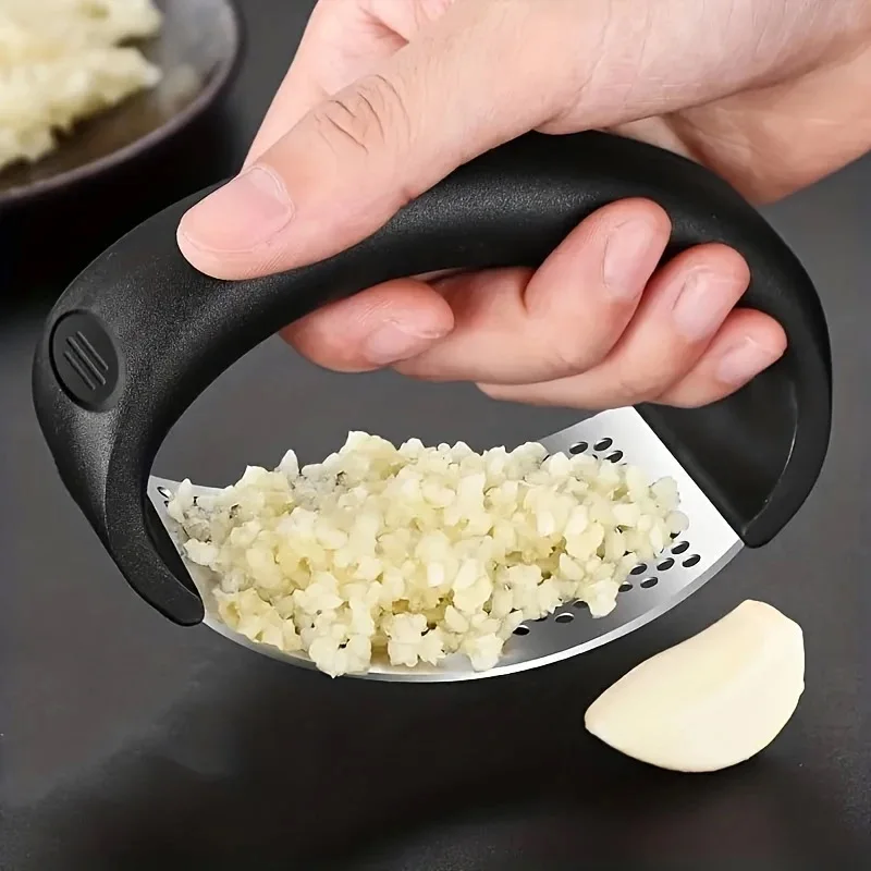Kitchen Job - 手動式ガーリッククラッシャー ステンレス製 耐久性のある鋳鉄デザイン キッチン用ガーリックプレス 電気不要