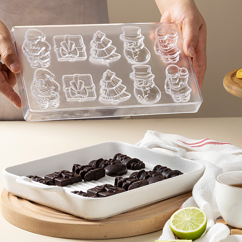 Kitchen Baking Supplies - プラスチックチョコレート型 PS 透明チョコレート型クリスマスシリーズベーキングモールド 3D キャンディモールドキッチンベーキング用品