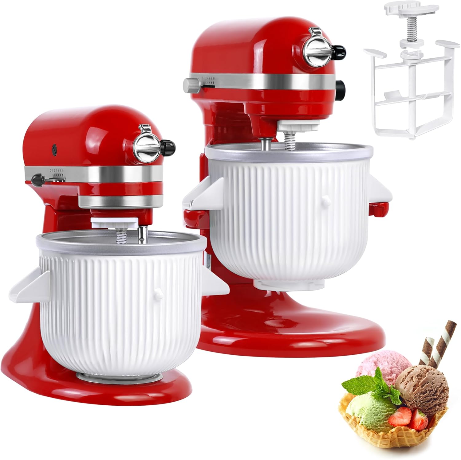 Stand Mixer Bowl - キッチンエイド スタンドミキサー用アイスクリームメーカーアタッチメント - 4.5/5QTおよび6QTモデルと互換性あり、ヨーグルト作り用の2クォートボウル