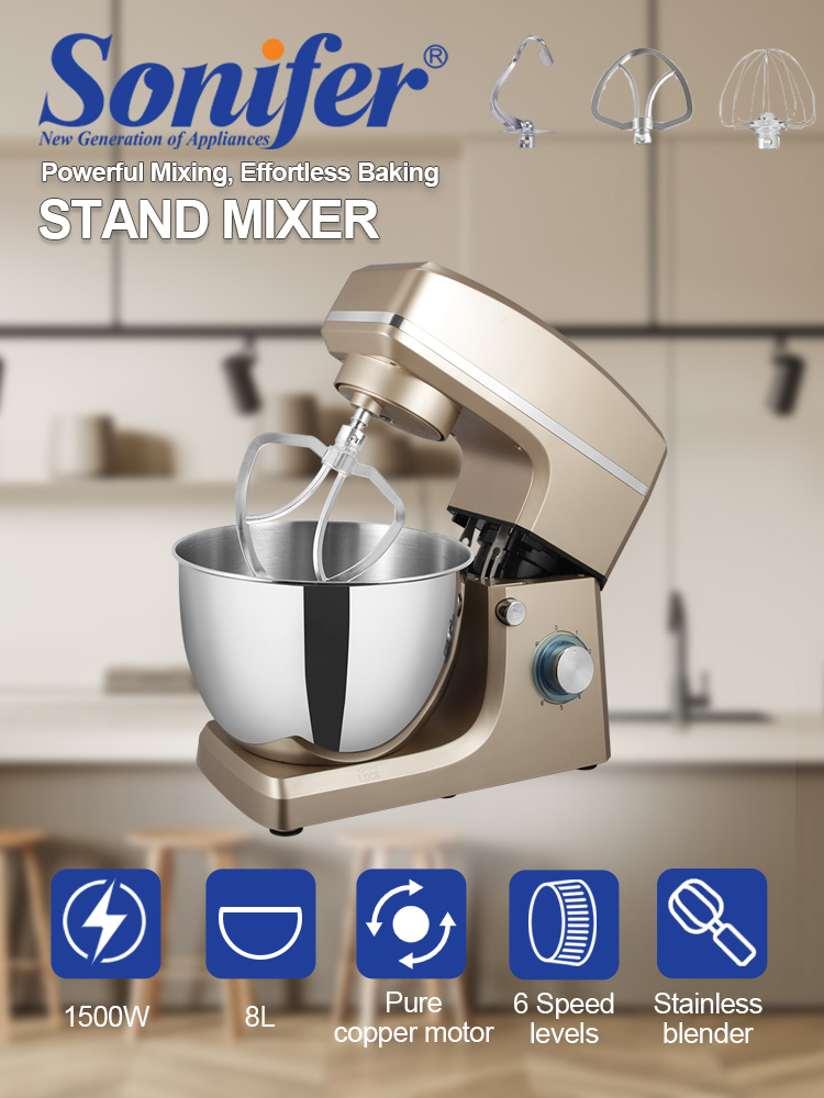 Stand Mixer Bowl - スタンドミキサー Sonifer SF-8066 1500W 8L ステンレス製ボウル