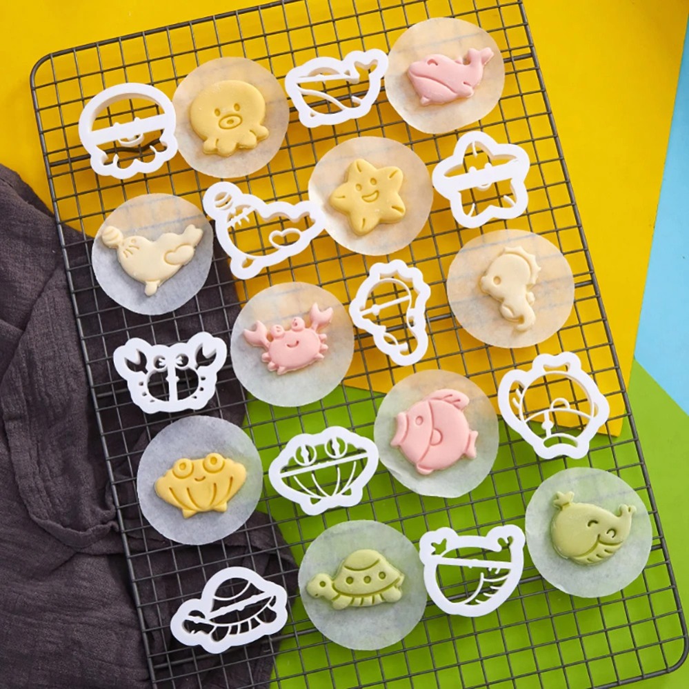 Kitchen Baking Supplies - 海洋動物クッキーカッター漫画ケーキビスケット型クッキースタンプキッチンベーキングペストリー製菓用品デザート用品