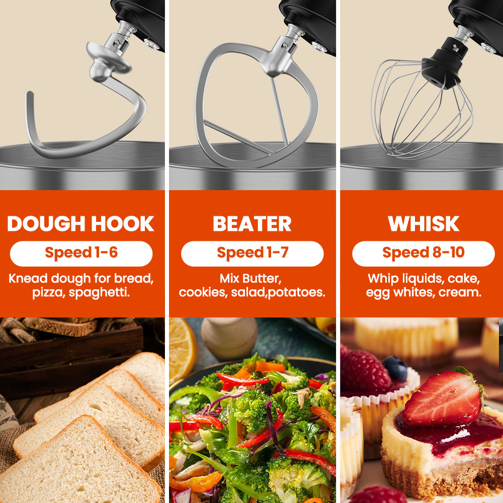 5Lスタンドミキサー、1500W電動生地捏ね機、ステンレス製 - Stand Mixer Bowl のレビューと価格