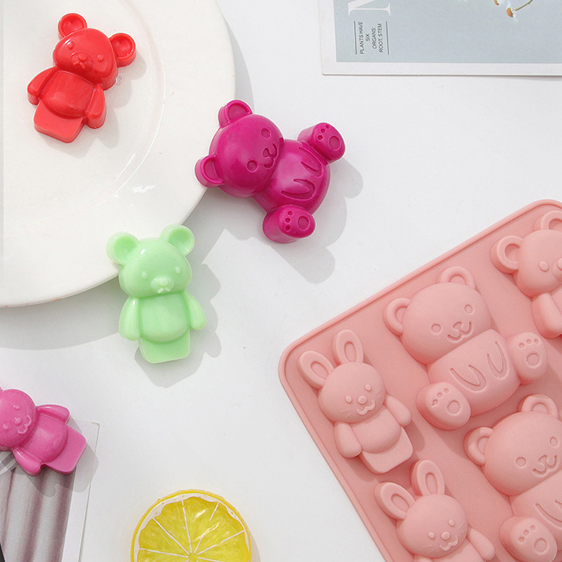 シリコーン型かわいい漫画動物チョコレートケーキベーキングモー - Baking Kitchen For Kids のレビューと価格