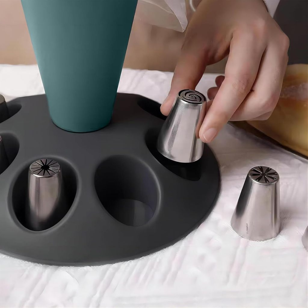 1 個ケーキデコレーションパイピングバッグチップホルダー付き - Kitchen Baking Decor のレビューと価格