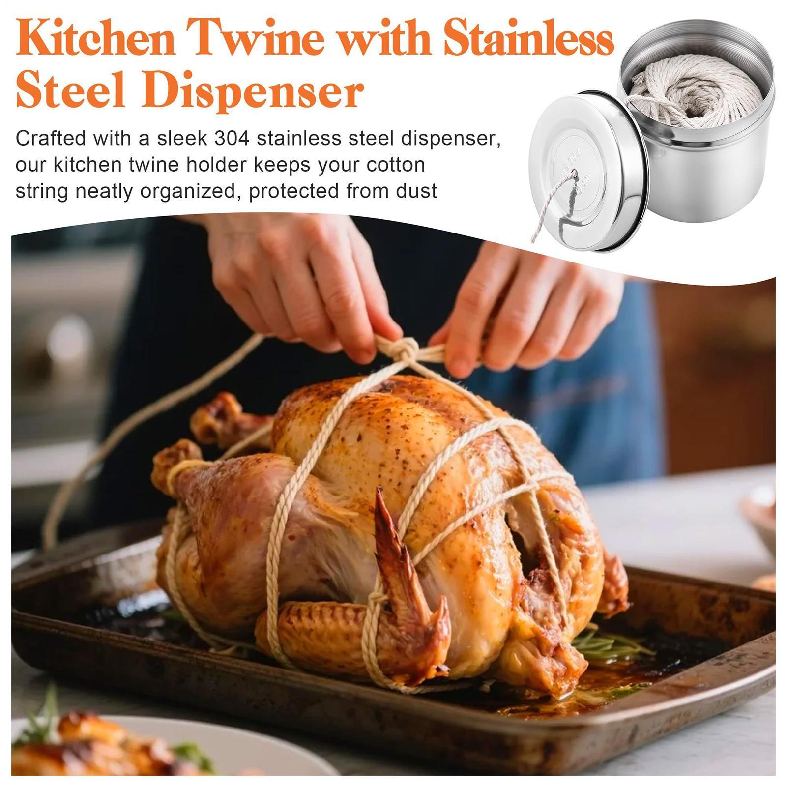 キッチン紐 2ロール コットン製 スチールディスペンサー付き - Kitchen Baking Twine のレビューと価格