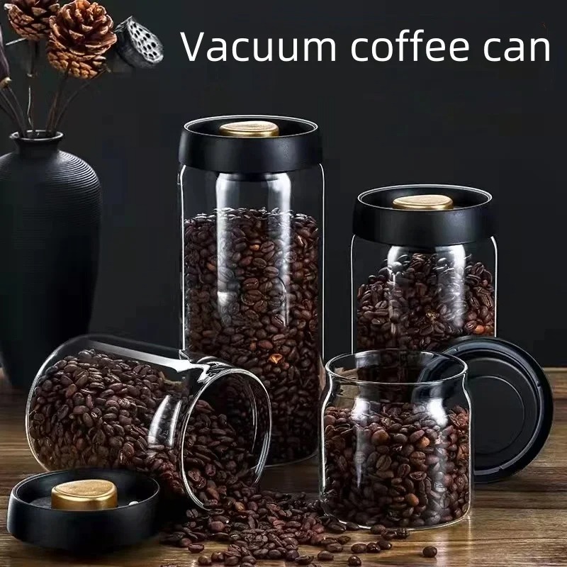 手動真空密閉コーヒージャー 高ホウケイ酸ガラス 防湿茶保存容 - Kitchen Job のレビューと価格