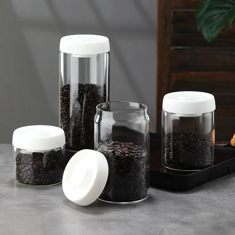 手動真空密閉コーヒージャー 高ホウケイ酸ガラス 防湿茶保存容 - Kitchen Job のレビューと価格