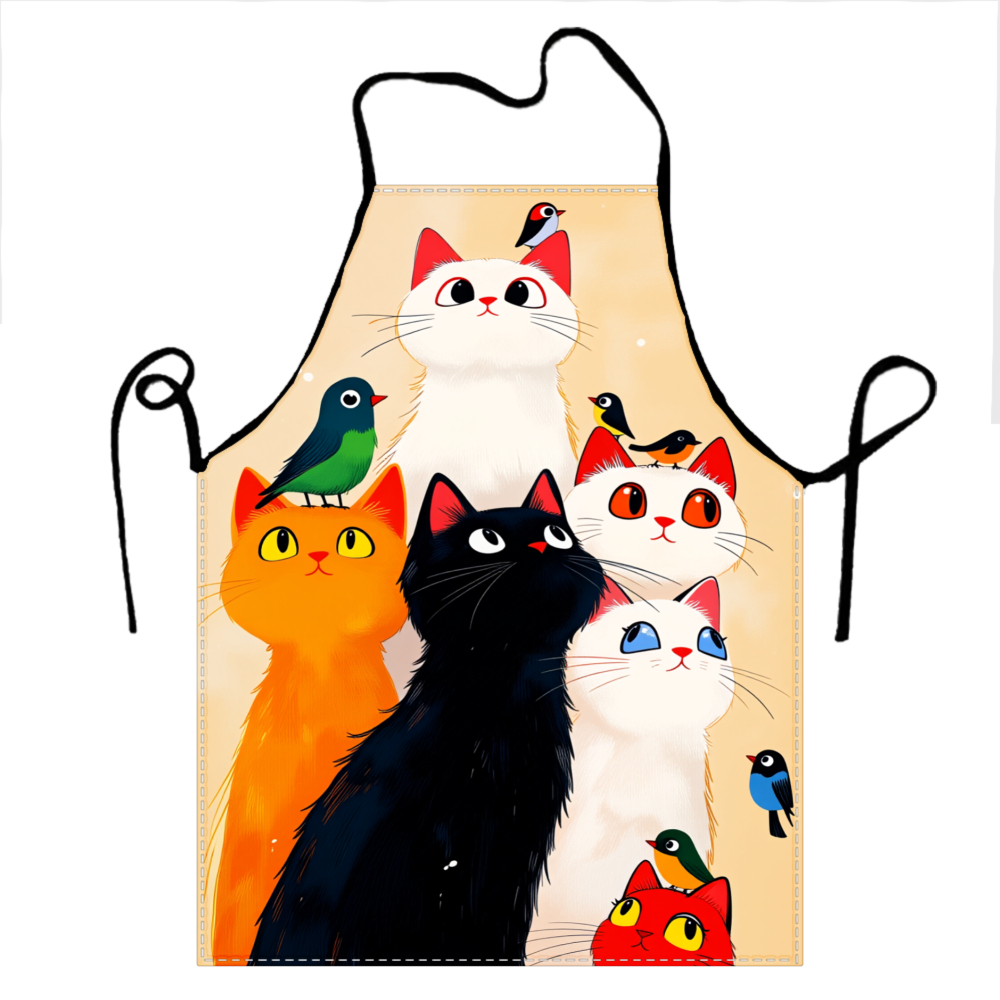 かわいい猫と鳥のエプロン 調理用 ベーキング キッチンウェア - Kitchen Baking Gift Ideas のレビューと価格