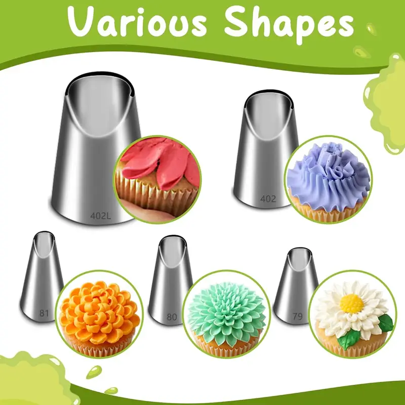 5個入りステンレス製パイピングノズルセット、菊型アイシングノ - Kitchen Baking Decor のレビューと価格