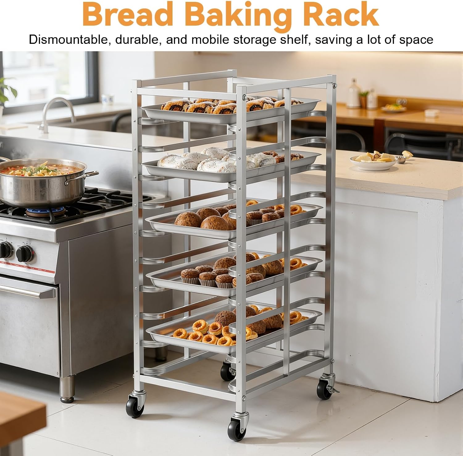 業務用ステンレス製ベーキングラック（車輪付き）、シートパン収 - Kitchen Baking Trolley のレビューと価格