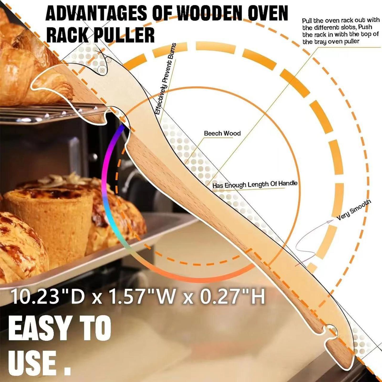 木製ロングハンドルオーブンラックプーラーツール、エアフライヤ - Kitchen Baking Rack のレビューと価格