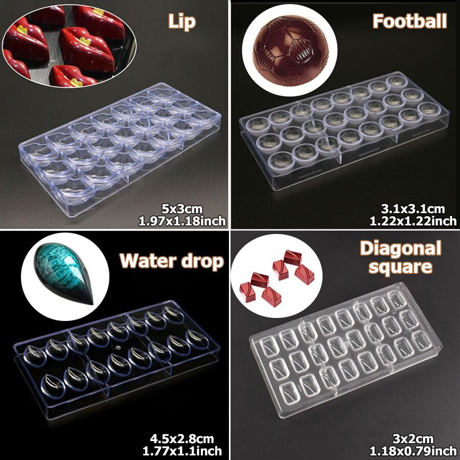 24 スタイル利用可能なプラスチックチョコレート型クリエイテ - Kitchen Accessories For Baking のレビューと価格
