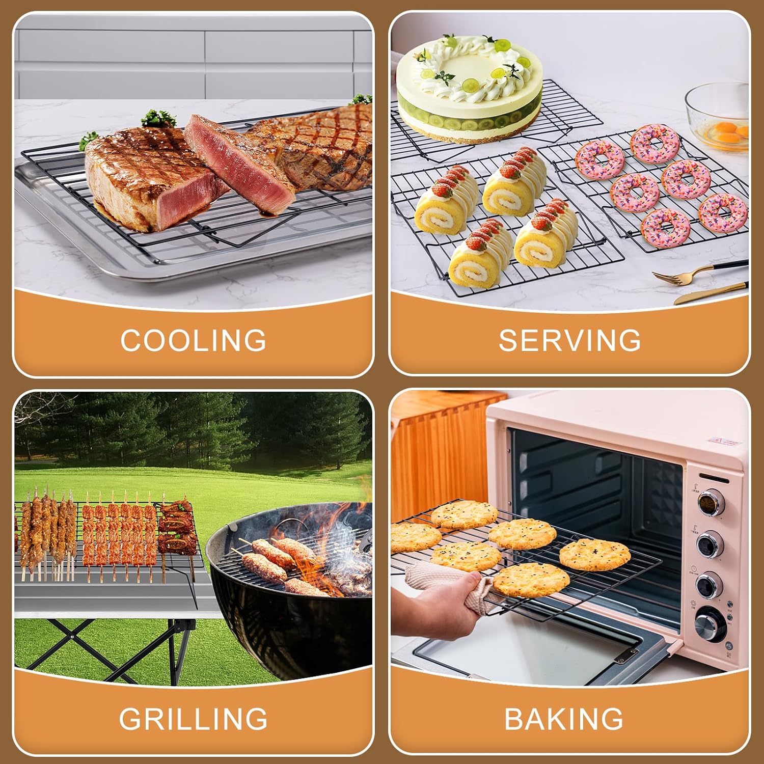 3レベルの冷却ラック、積み重ね可能なベーキングラックシェルフ - Kitchen Baking Supplies のレビューと価格