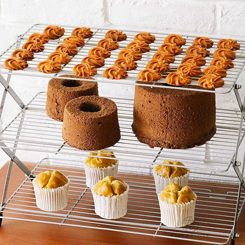 折りたたみ式多層ケーキ冷却ラックノンスティック放熱ペストリー - Kitchen Baking Rack のレビューと価格