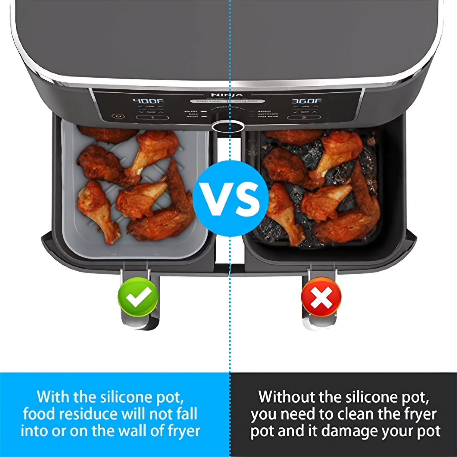 1/2 個エアフライヤーシリコントレイ再利用可能な忍者デュア - Kitchen Baking Oven のレビューと価格