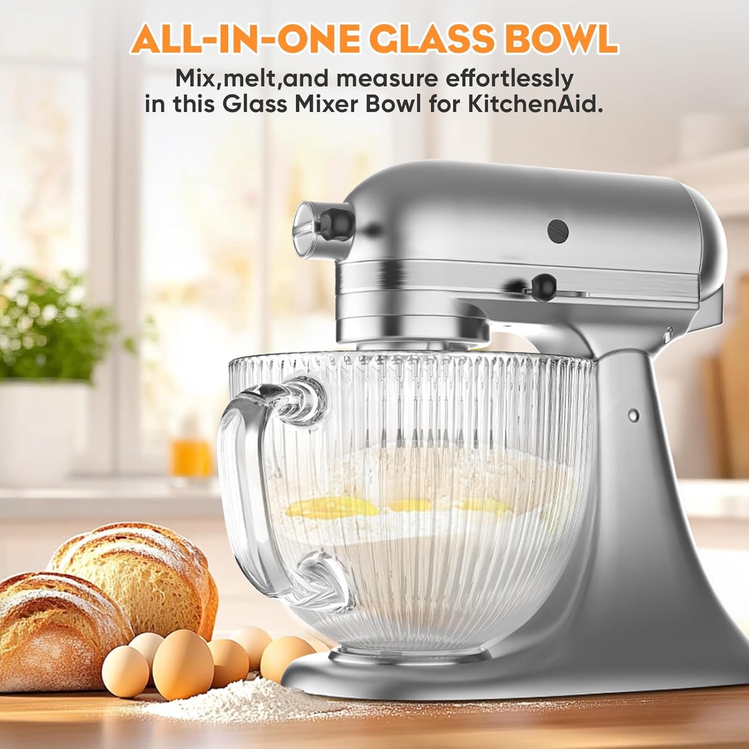 GVODE キッチンエイドミキサー用ガラスボウル、4.5-5 - Stand Mixer Bowl のレビューと価格