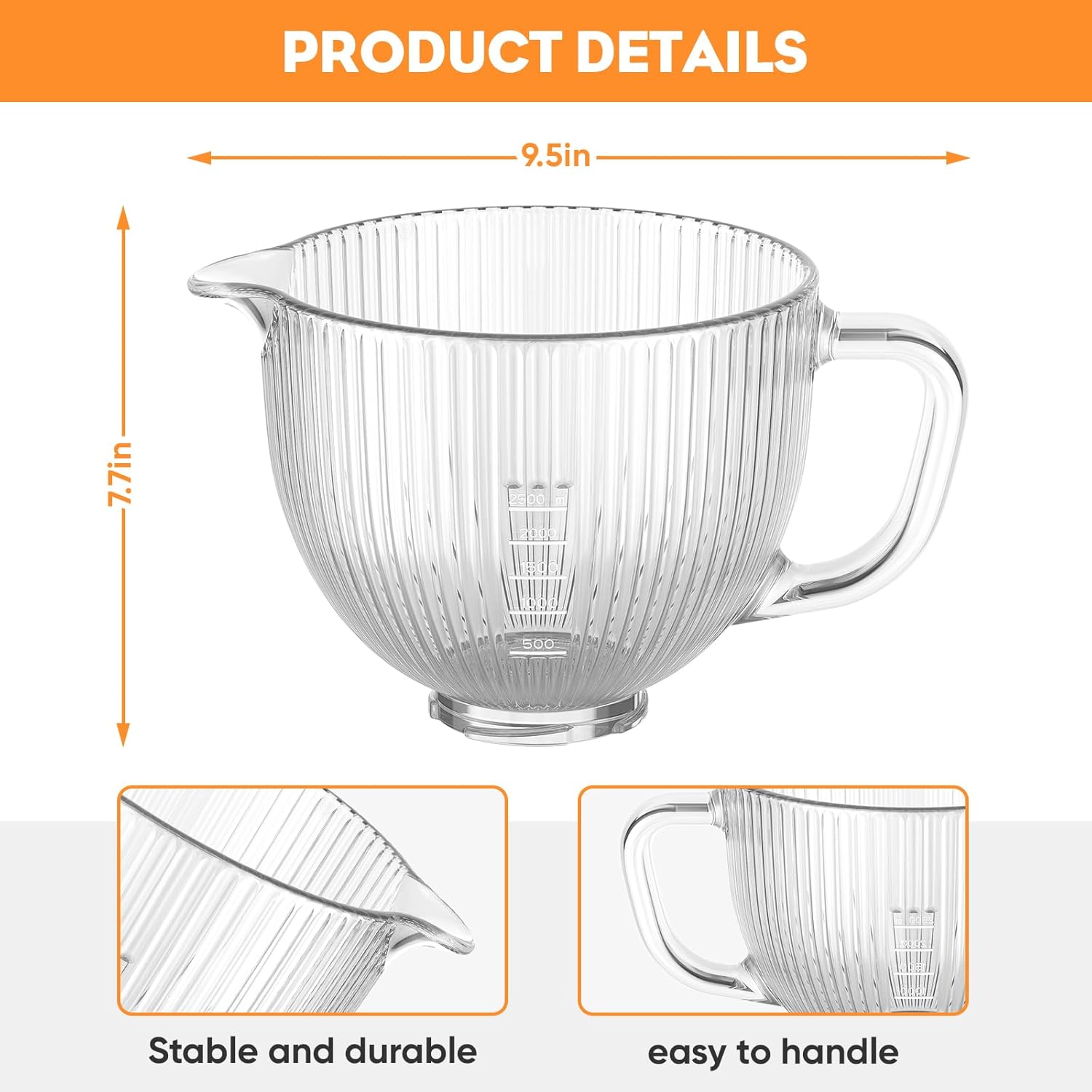 GVODE キッチンエイドミキサー用ガラスボウル、4.5-5 - Stand Mixer Bowl のレビューと価格