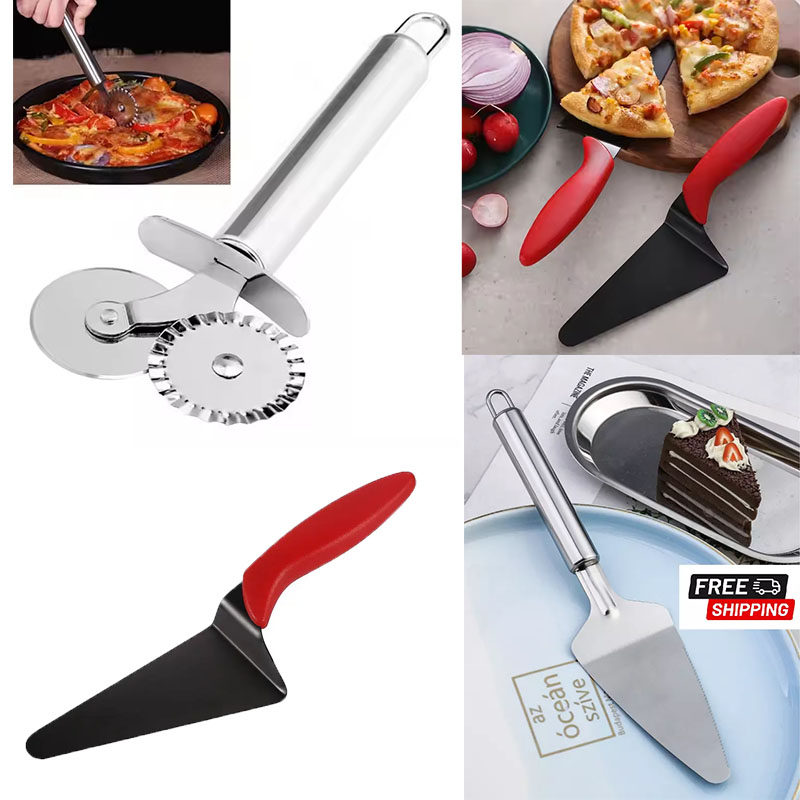 ステンレス鋼のピザカッターとケーキサーバーのセット、焦げ付き - Kitchen Accessories For Baking のレビューと価格
