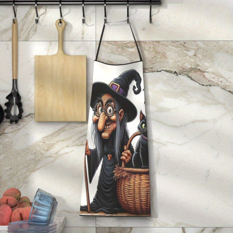 魔女と黒猫をテーマにしたエプロン 1 個 調節可能なポリエス - Kitchen Witch Baking のレビューと価格