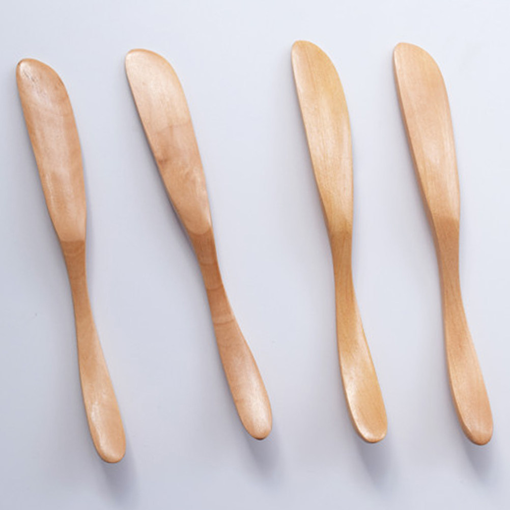 3 個の木製バタースプレッダー天然木カトラリークリームジャム - Kitchen Baking Decor のレビューと価格