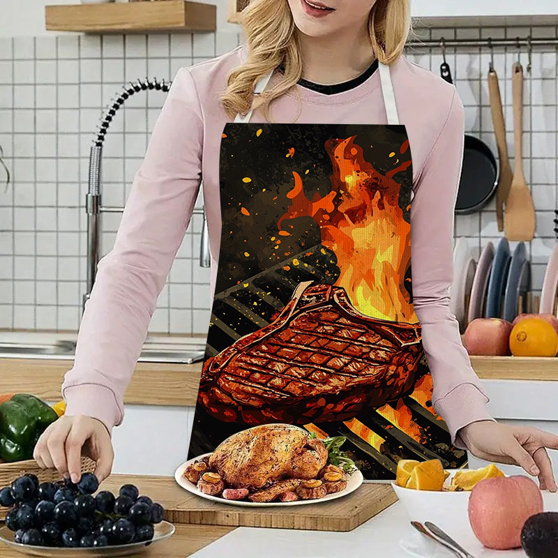 1枚入りBBQステーキエプロン、炎模様プリント入り、キッチン - Kitchen Baking Gift Ideas のレビューと価格