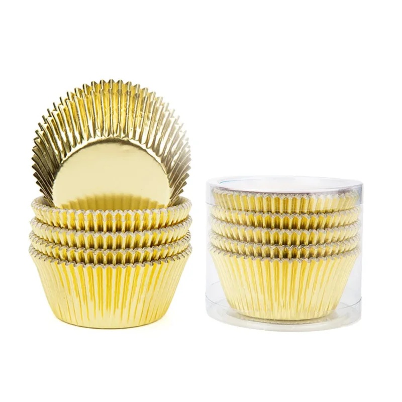 金箔カップケーキライナー100枚セット、多機能ケーキカップキ - Kitchen Baking Supplies のレビューと価格