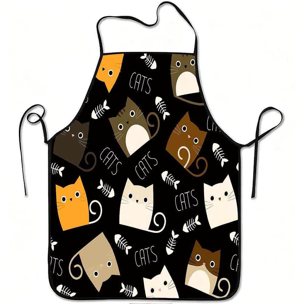 楽しい漫画風エプロン1枚、かわいい猫と魚の骨のレトロデザイン - Kitchen Baking Gift Ideas のレビューと価格