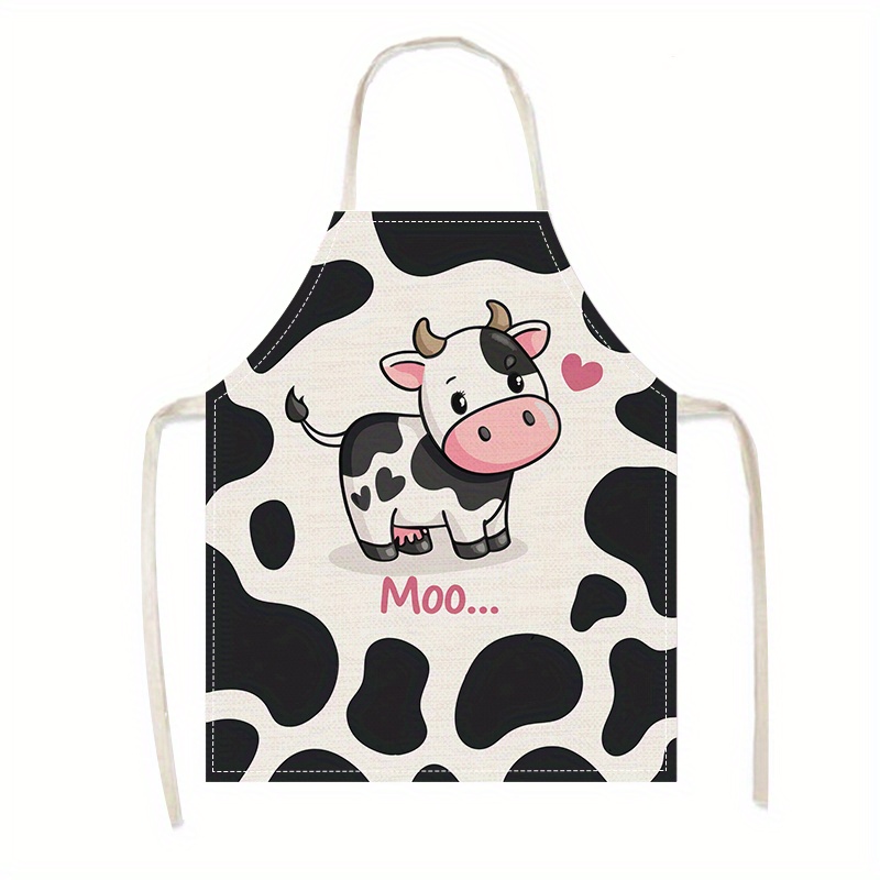 1pc かわいい漫画牛プリントキッチンエプロン女性と子供用面 - Baking Kitchen For Kids のレビューと価格