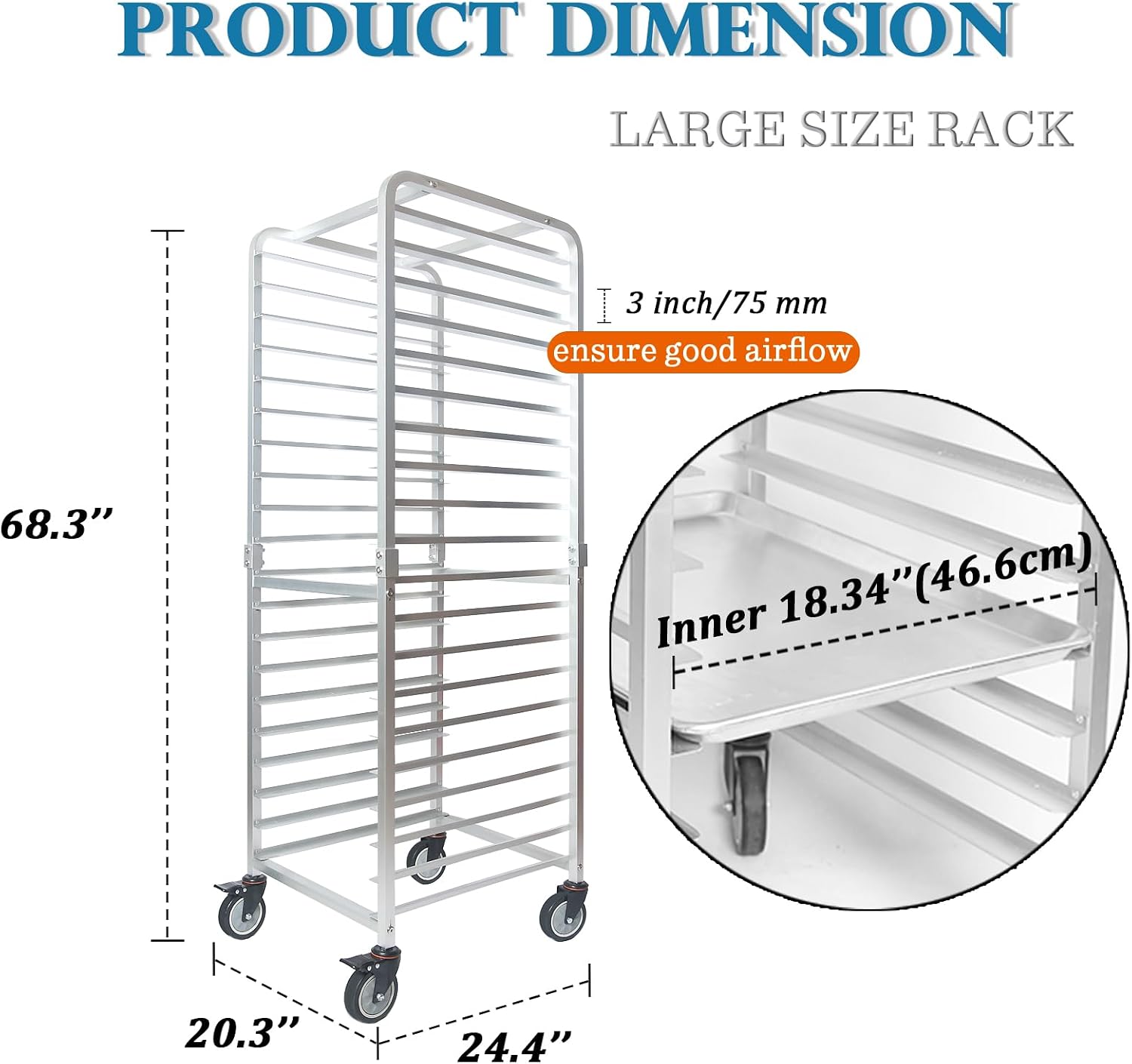 業務用20段ステンレス製シートパンラック（車輪付き）、移動式 - Kitchen Baking Rack のレビューと価格