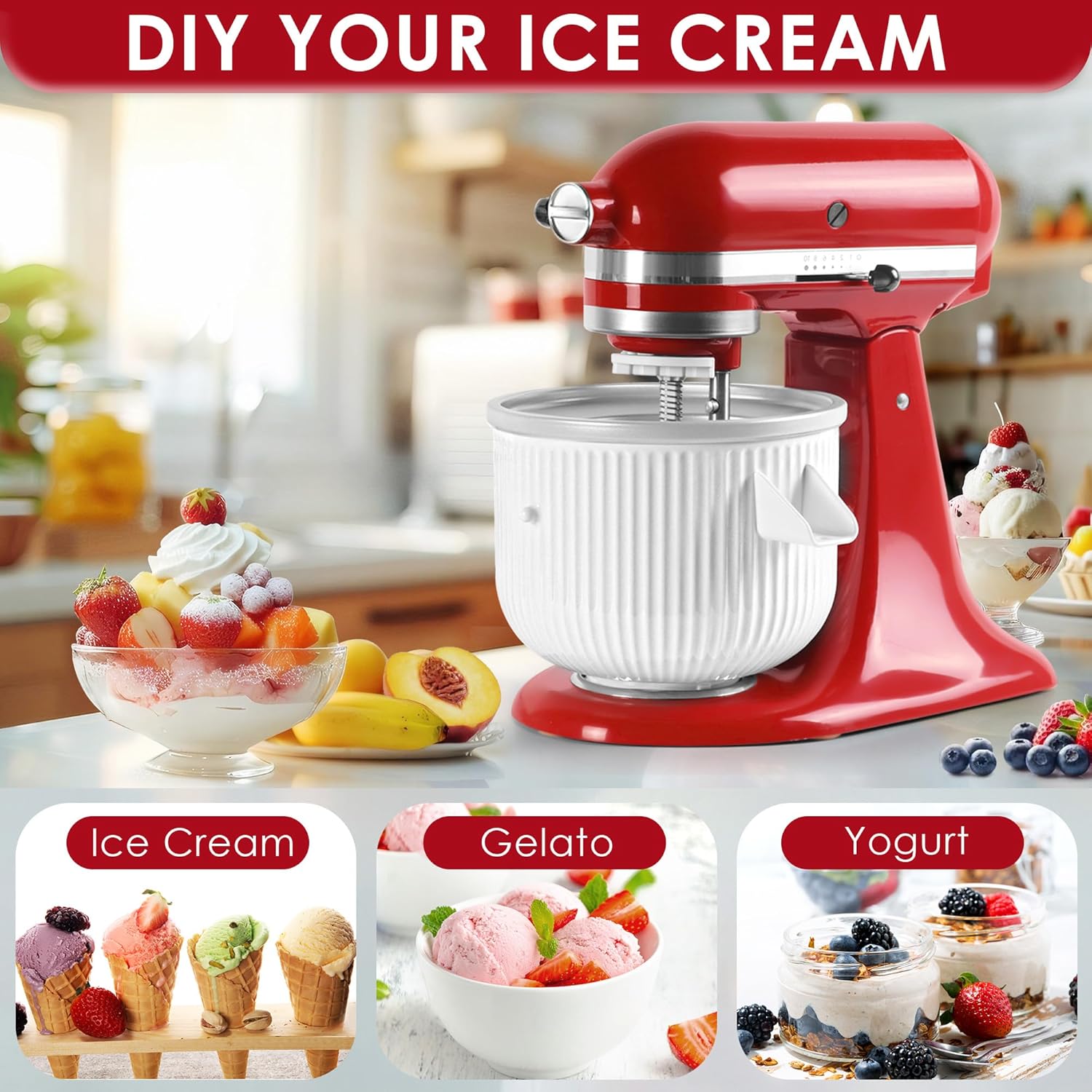 キッチンエイド スタンドミキサー用アイスクリームメーカーアタ - Stand Mixer Bowl のレビューと価格