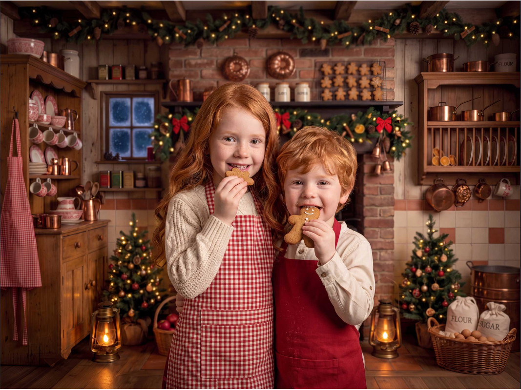 クリスマスベーキングキッチン背景幕子供用ホリデーフォトシュー - Baking Kitchen For Kids のレビューと価格